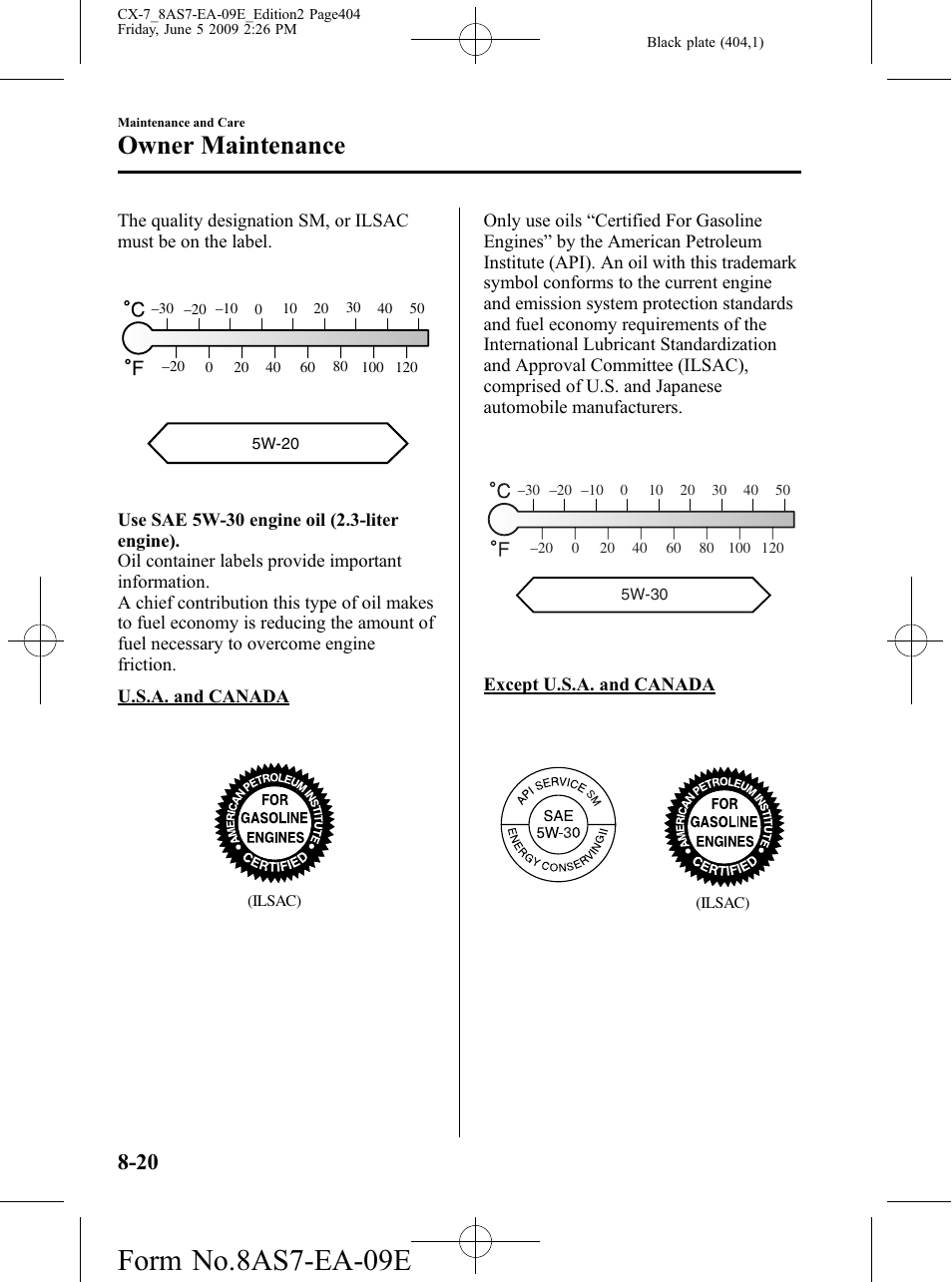 Form no.8as7-ea-09e, Owner maintenance | Mazda 2010 CX-7 User Manual | Page 404 / 510