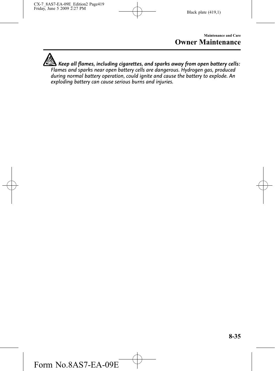 Form no.8as7-ea-09e, Owner maintenance | Mazda 2010 CX-7 User Manual | Page 419 / 510