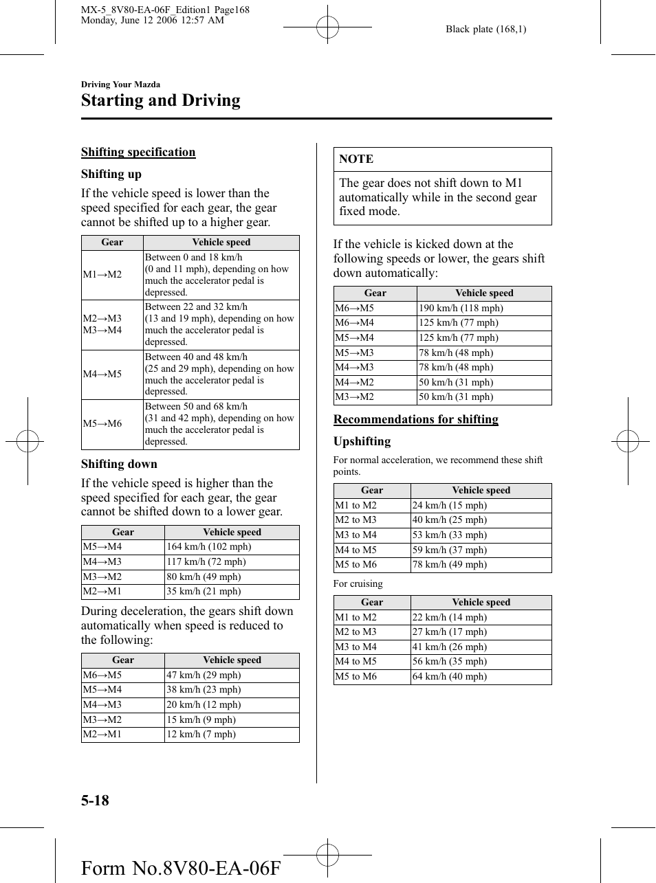 Starting and driving | Mazda MX-5 User Manual | Page 169 / 407