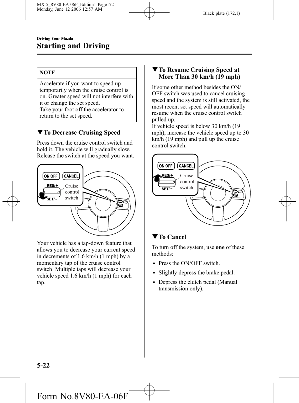 Starting and driving | Mazda MX-5 User Manual | Page 173 / 407