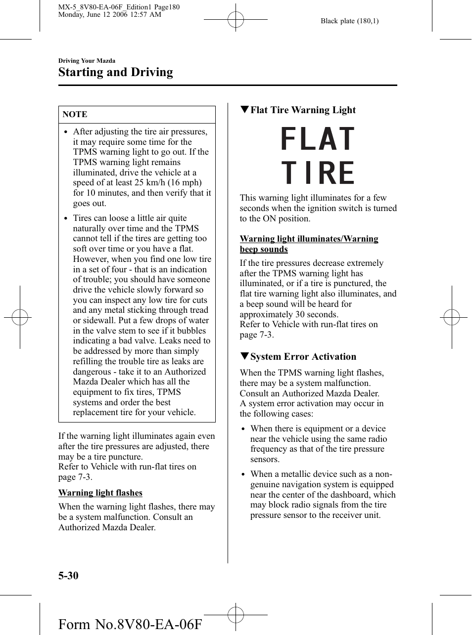 Starting and driving | Mazda MX-5 User Manual | Page 181 / 407