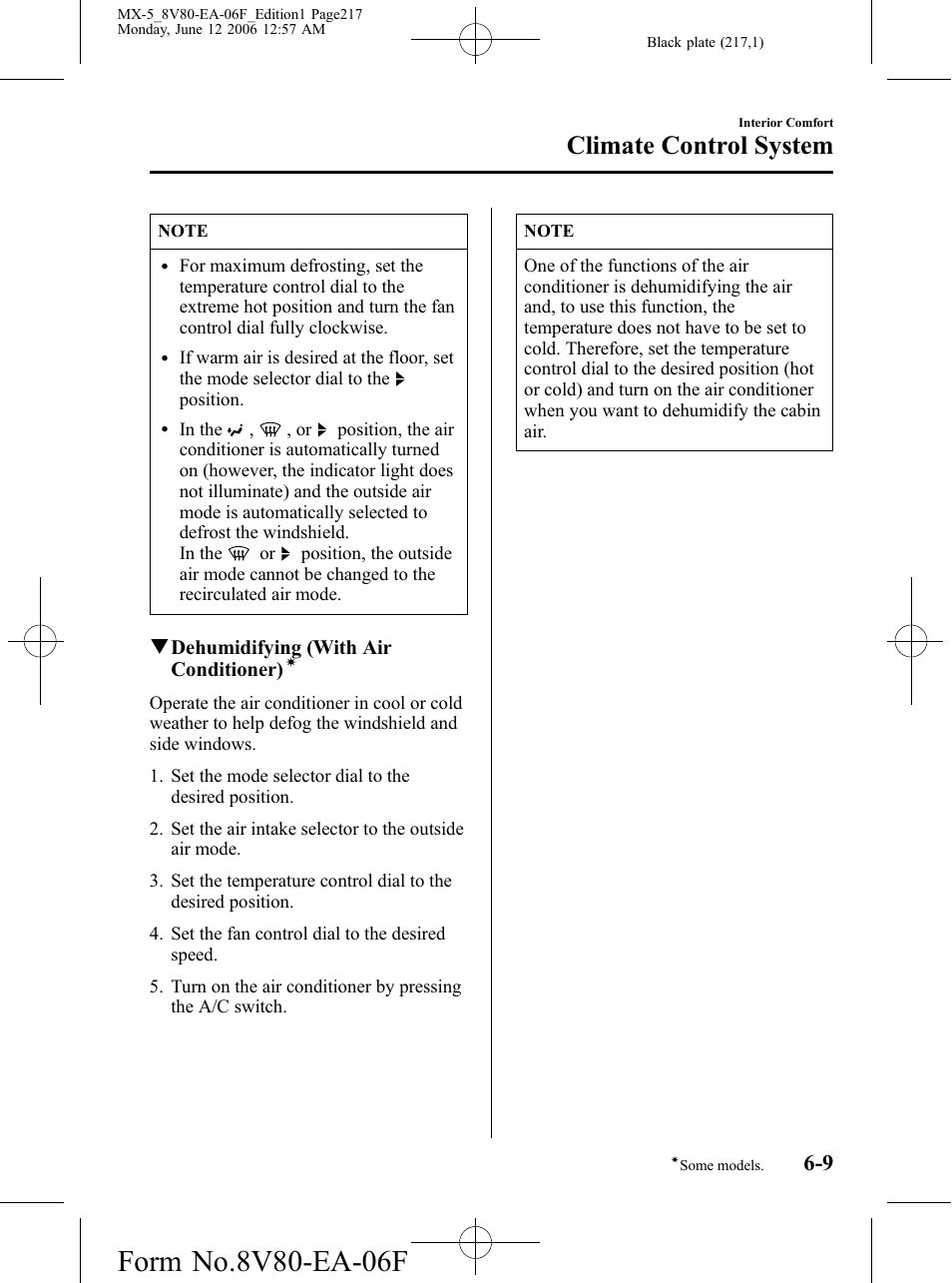 Climate control system | Mazda MX-5 User Manual | Page 218 / 407