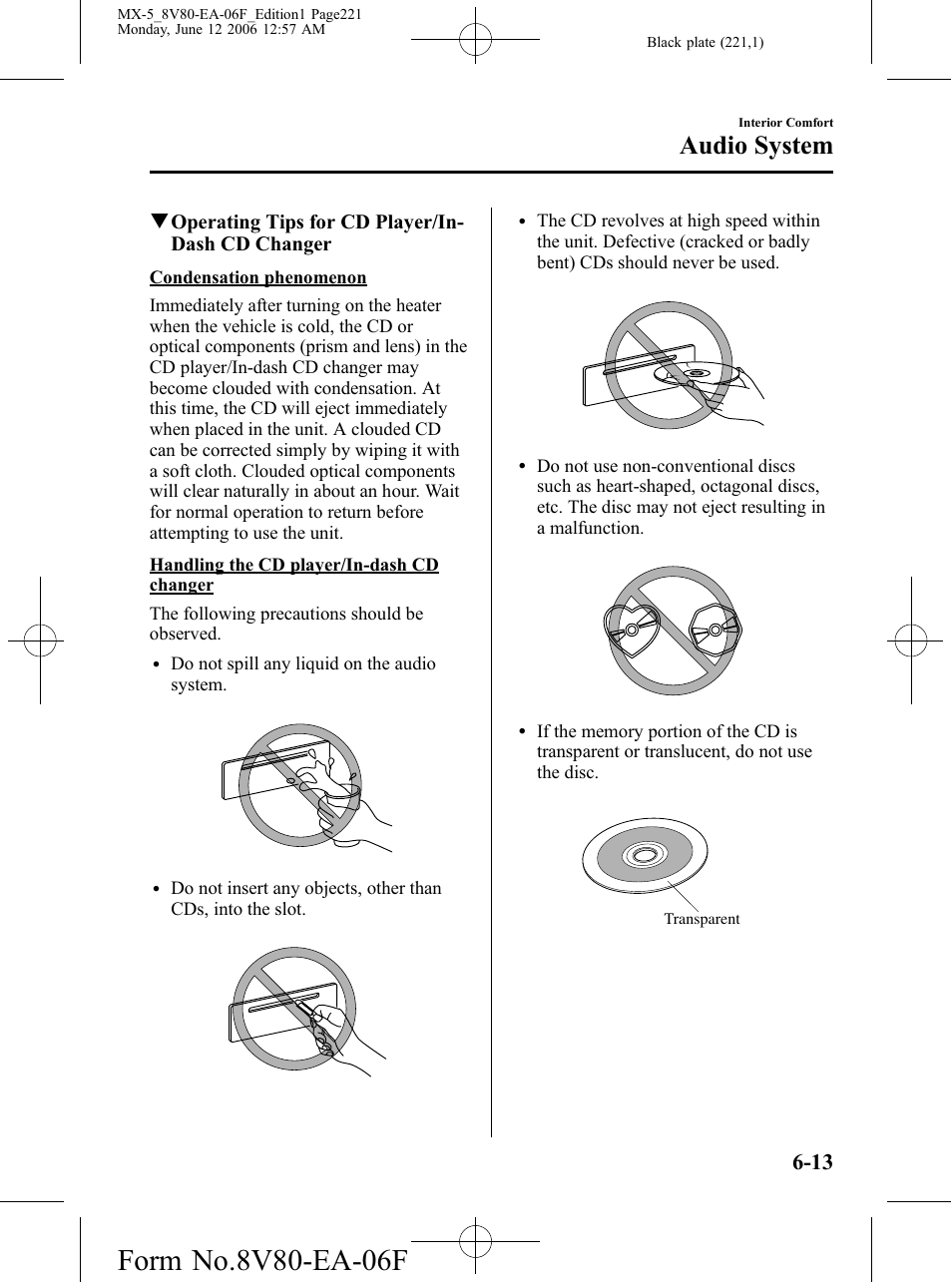 Audio system | Mazda MX-5 User Manual | Page 222 / 407