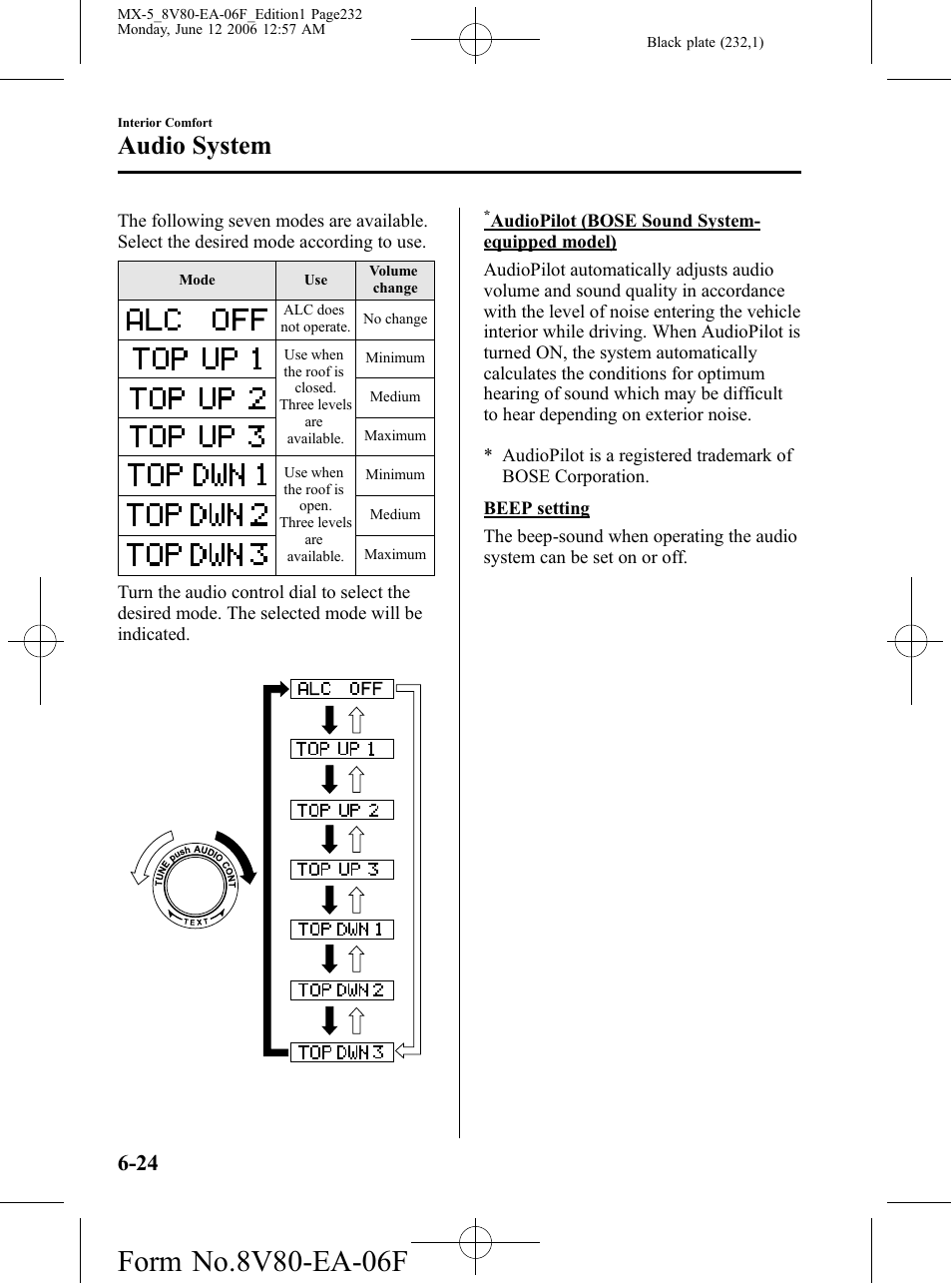 Audio system | Mazda MX-5 User Manual | Page 233 / 407