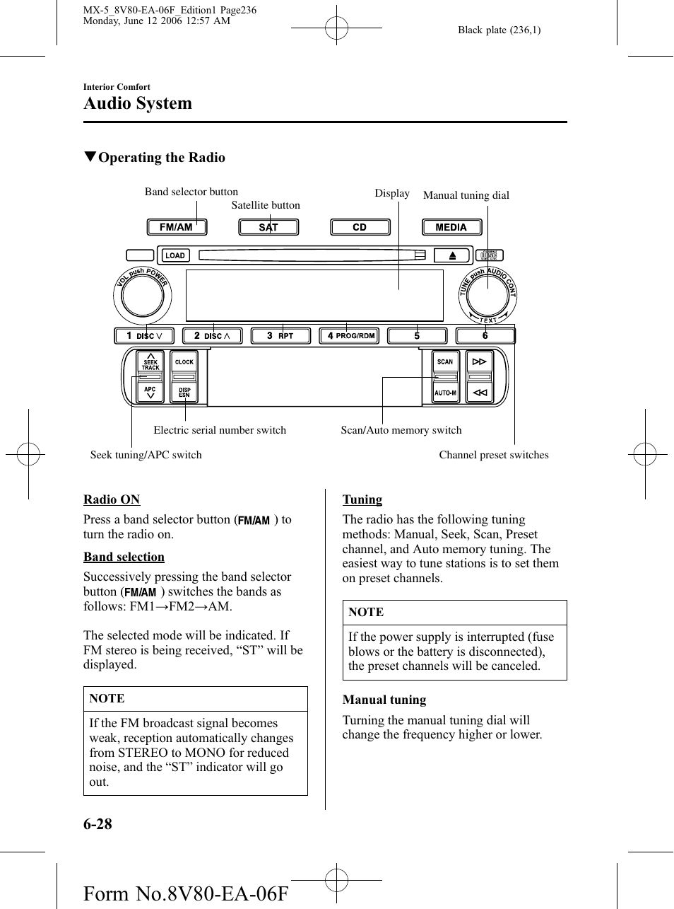 Audio system | Mazda MX-5 User Manual | Page 237 / 407