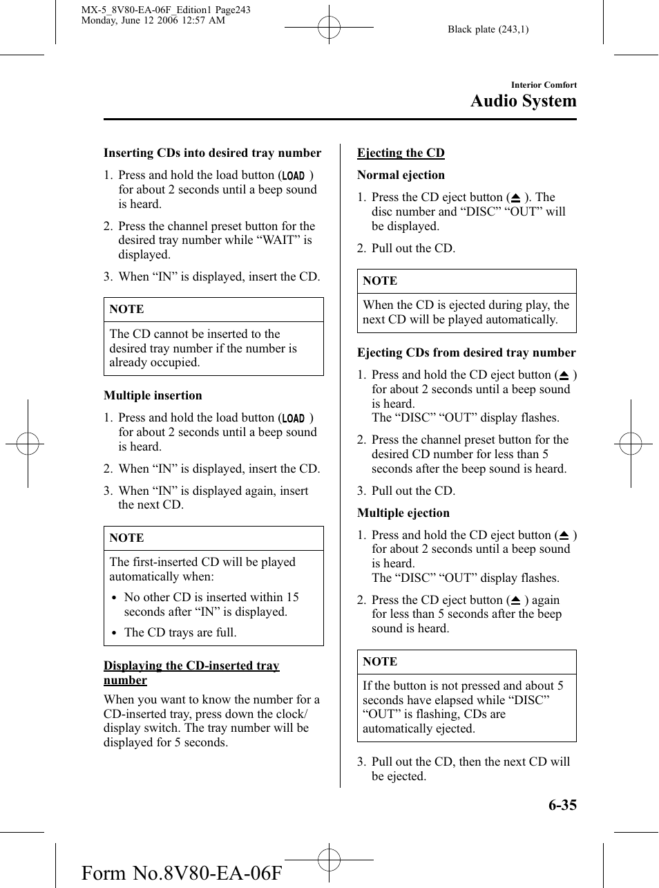 Audio system | Mazda MX-5 User Manual | Page 244 / 407