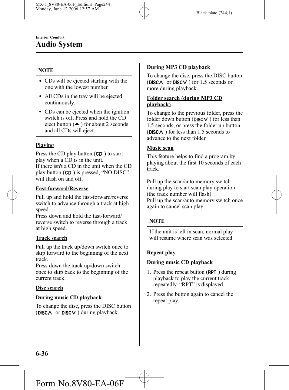 Audio system | Mazda MX-5 User Manual | Page 245 / 407