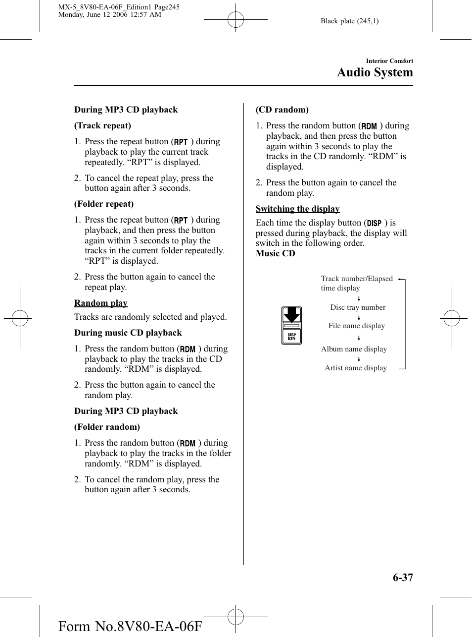 Audio system | Mazda MX-5 User Manual | Page 246 / 407