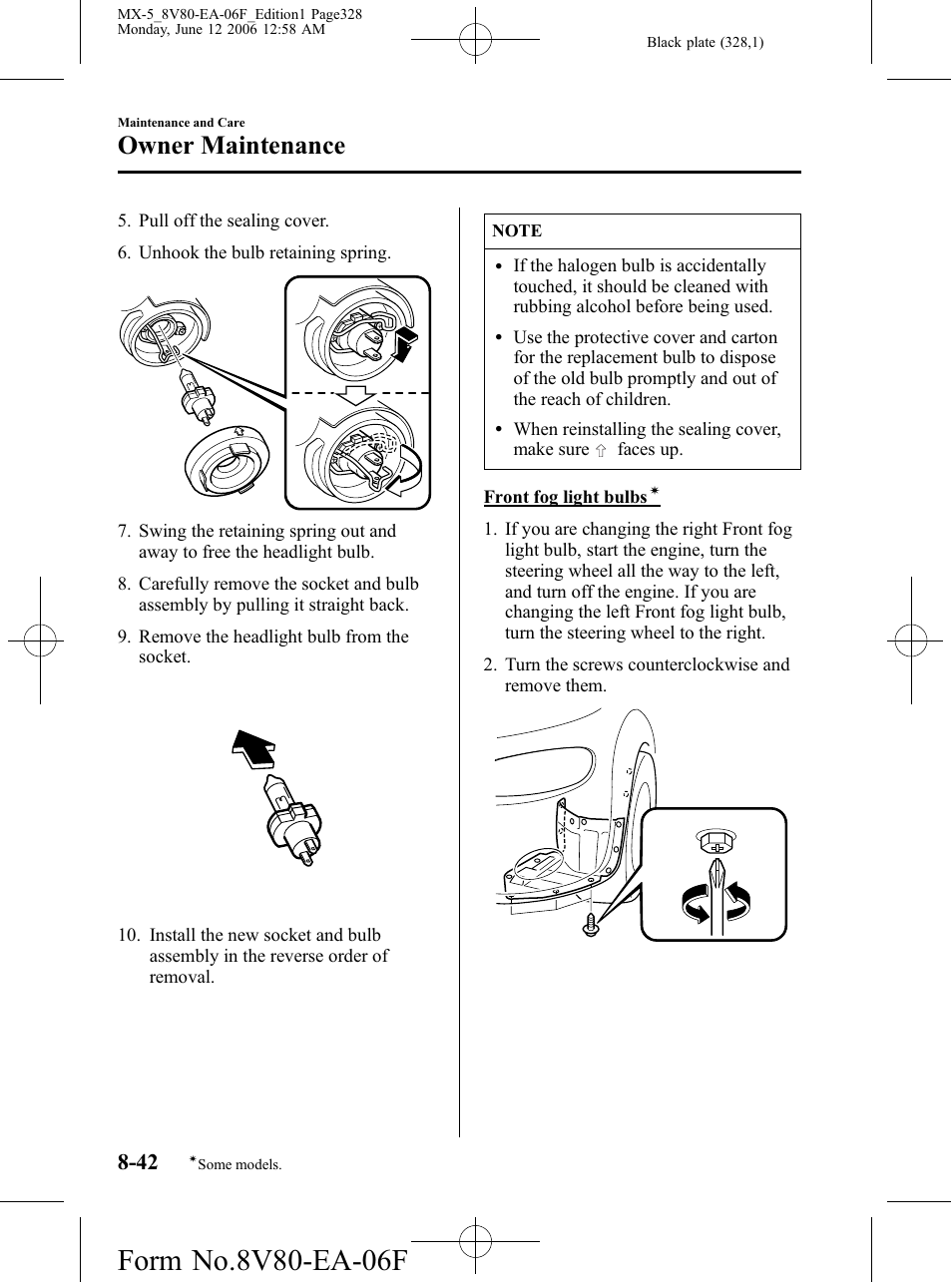 Owner maintenance | Mazda MX-5 User Manual | Page 329 / 407