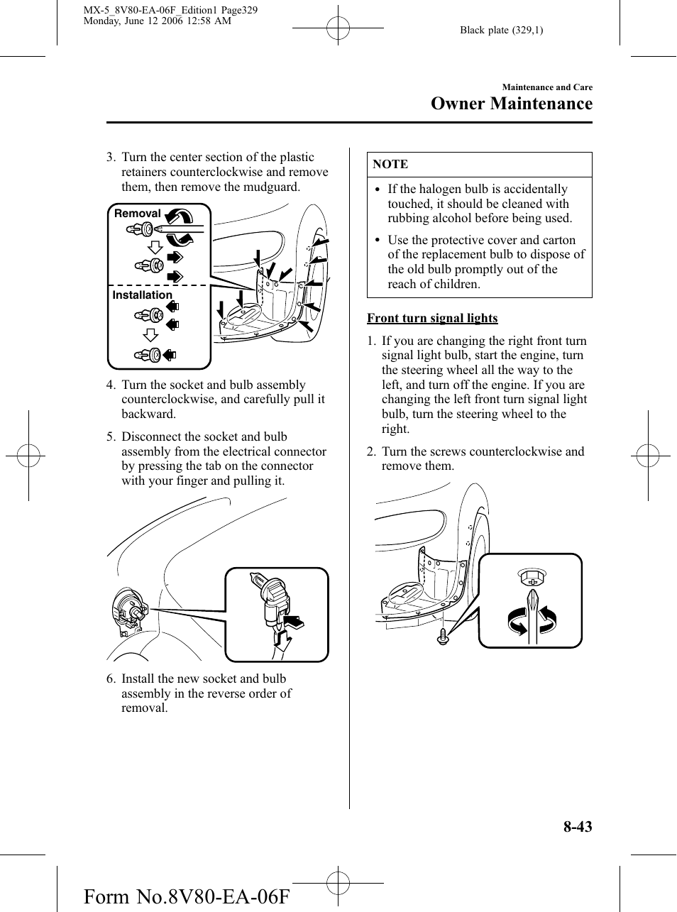 Owner maintenance | Mazda MX-5 User Manual | Page 330 / 407