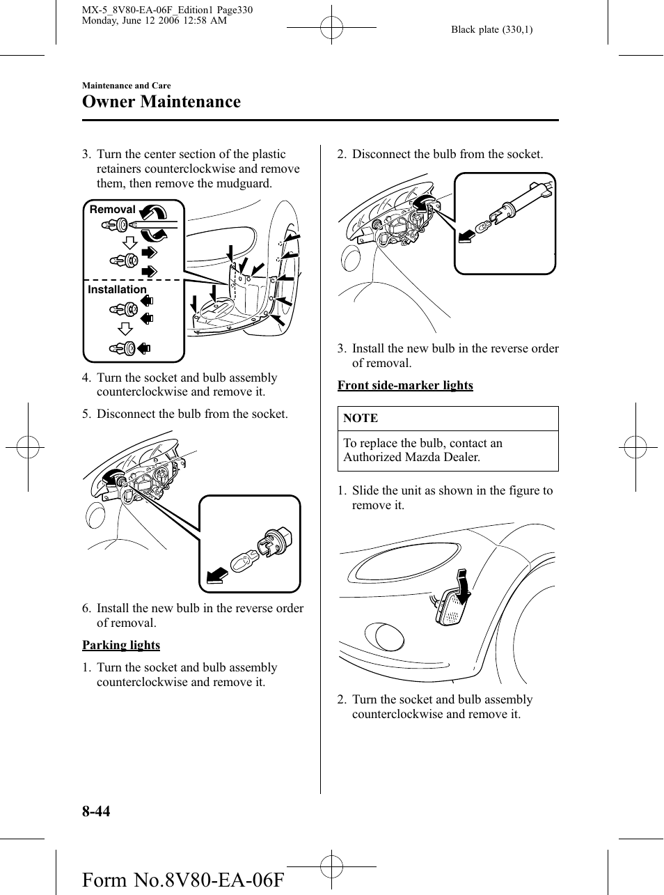 Owner maintenance | Mazda MX-5 User Manual | Page 331 / 407