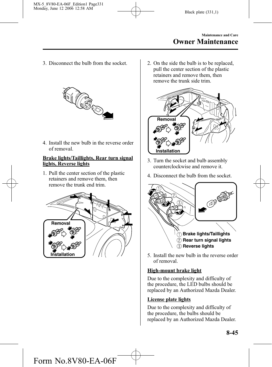 Owner maintenance | Mazda MX-5 User Manual | Page 332 / 407