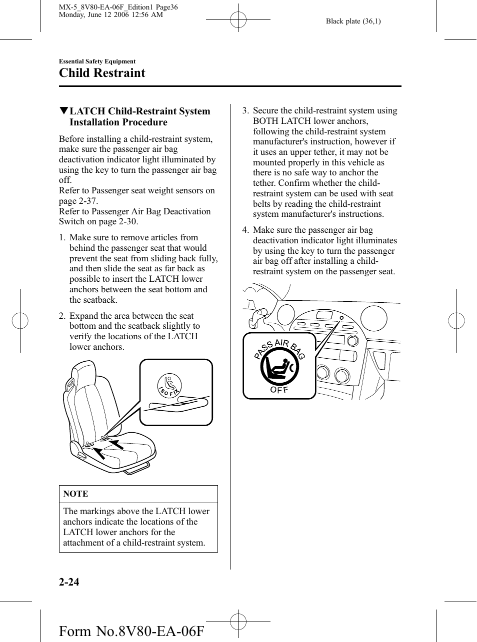 Child restraint | Mazda MX-5 User Manual | Page 37 / 407
