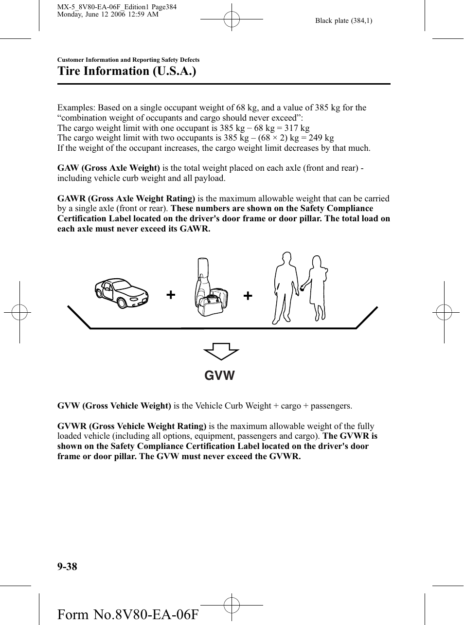 Tire information (u.s.a.) | Mazda MX-5 User Manual | Page 385 / 407