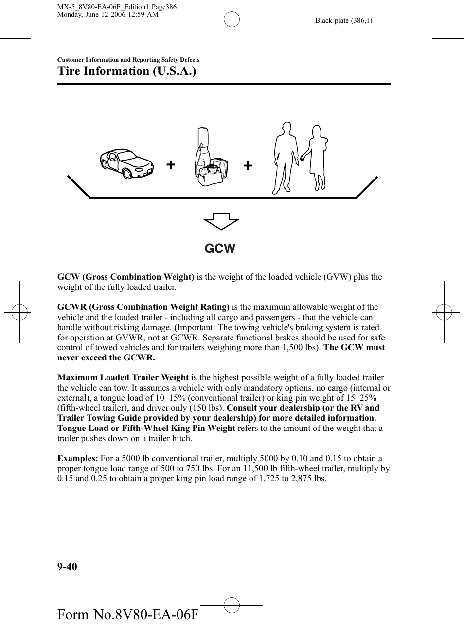 Tire information (u.s.a.) | Mazda MX-5 User Manual | Page 387 / 407