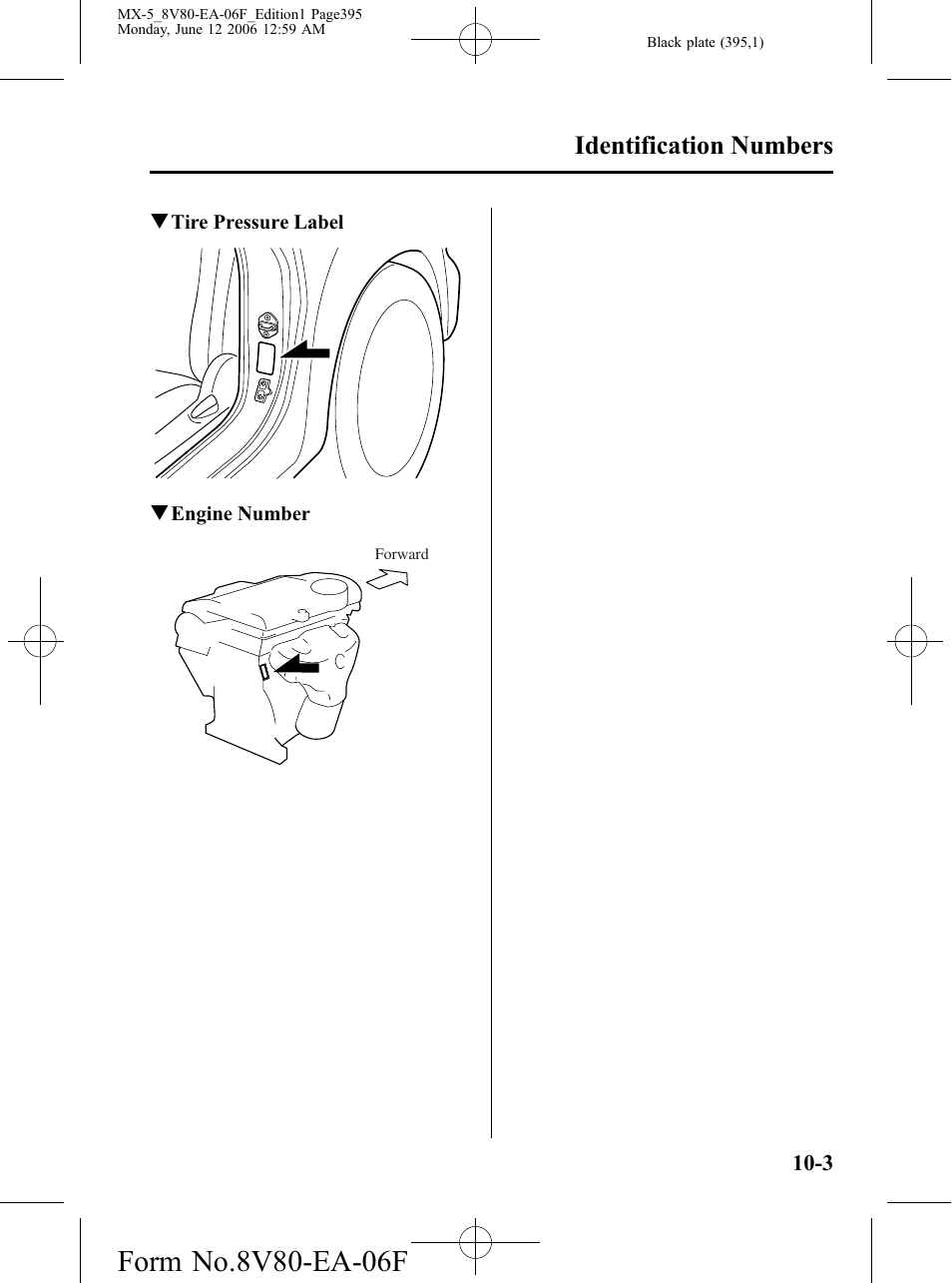 Identification numbers | Mazda MX-5 User Manual | Page 396 / 407