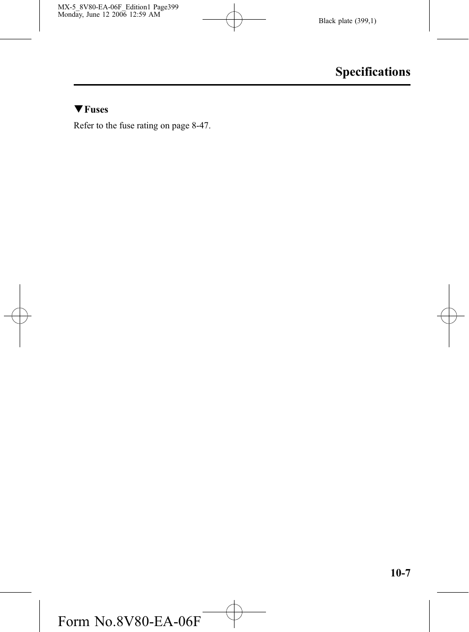 Specifications | Mazda MX-5 User Manual | Page 400 / 407