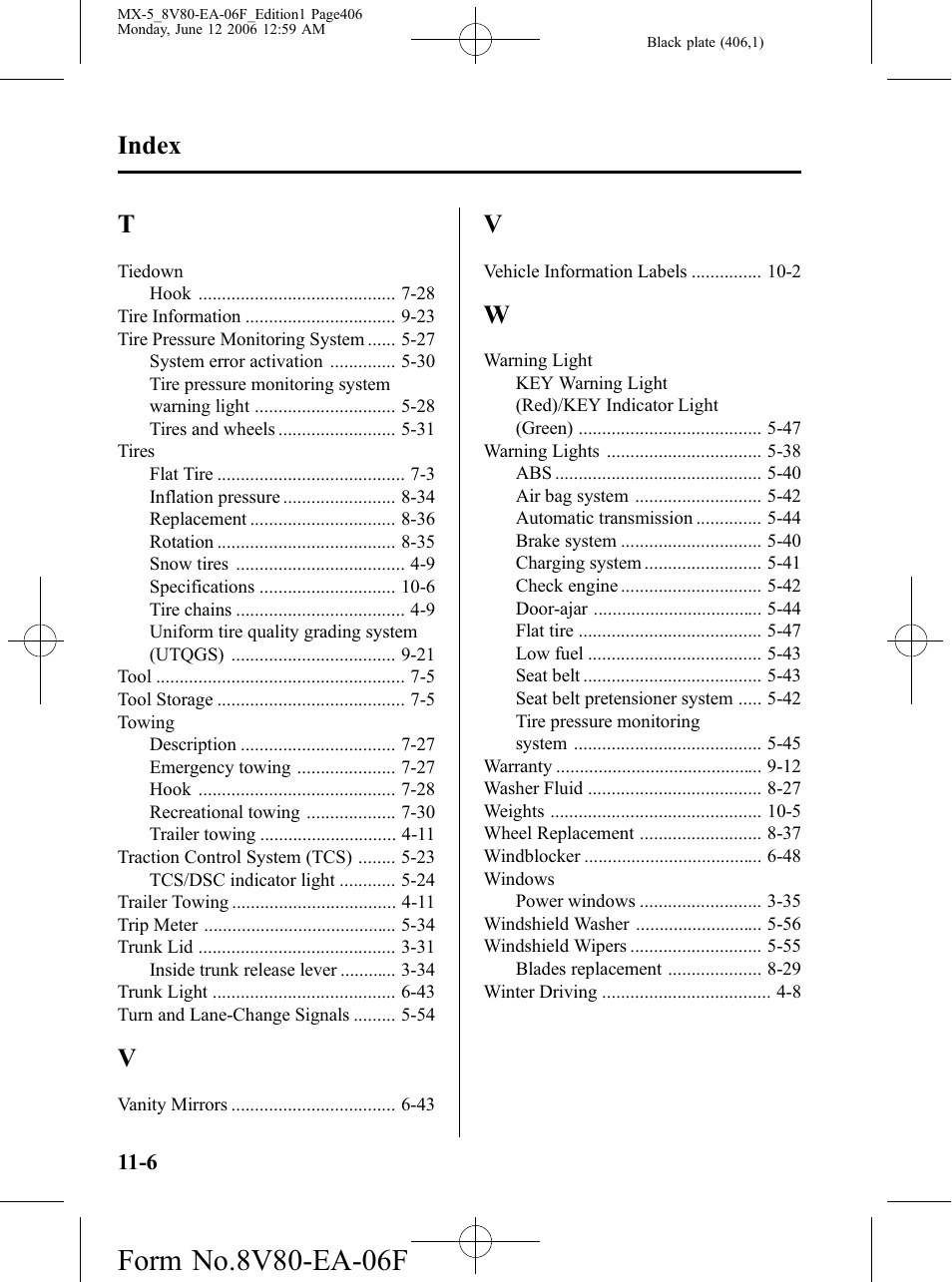 Index | Mazda MX-5 User Manual | Page 407 / 407