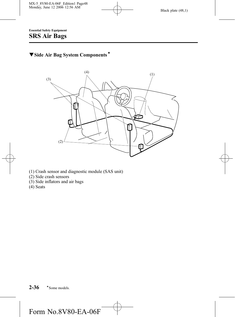 Srs air bags | Mazda MX-5 User Manual | Page 49 / 407