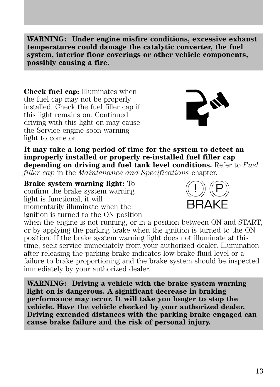 P! brake, Instrument cluster | Mazda 2008 B2300 Truck User Manual | Page 13 / 280