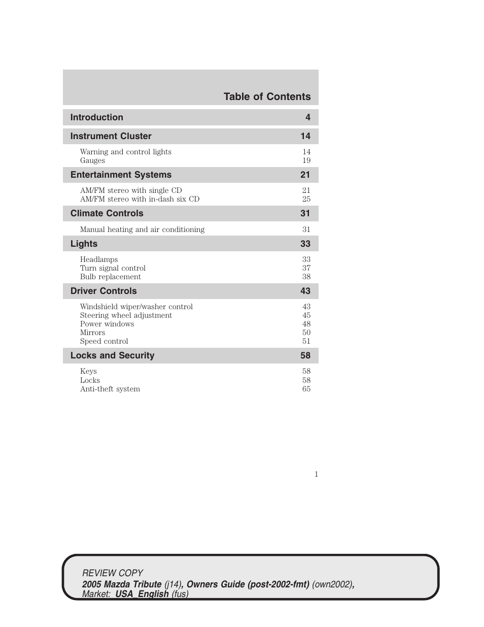 Mazda 2005 Tribute User Manual | 272 pages