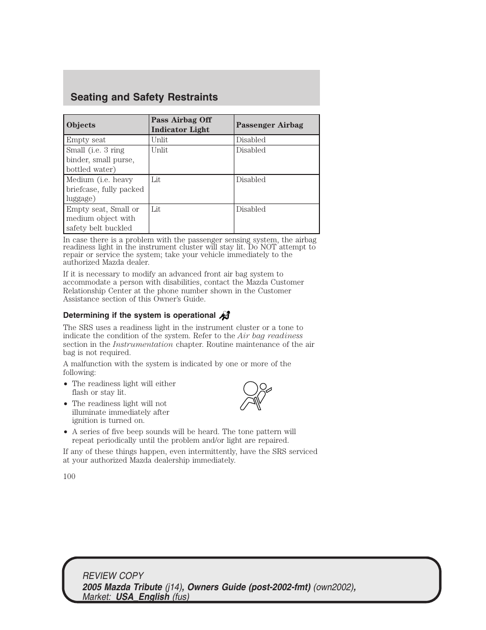 Seating and safety restraints | Mazda 2005 Tribute User Manual | Page 100 / 272