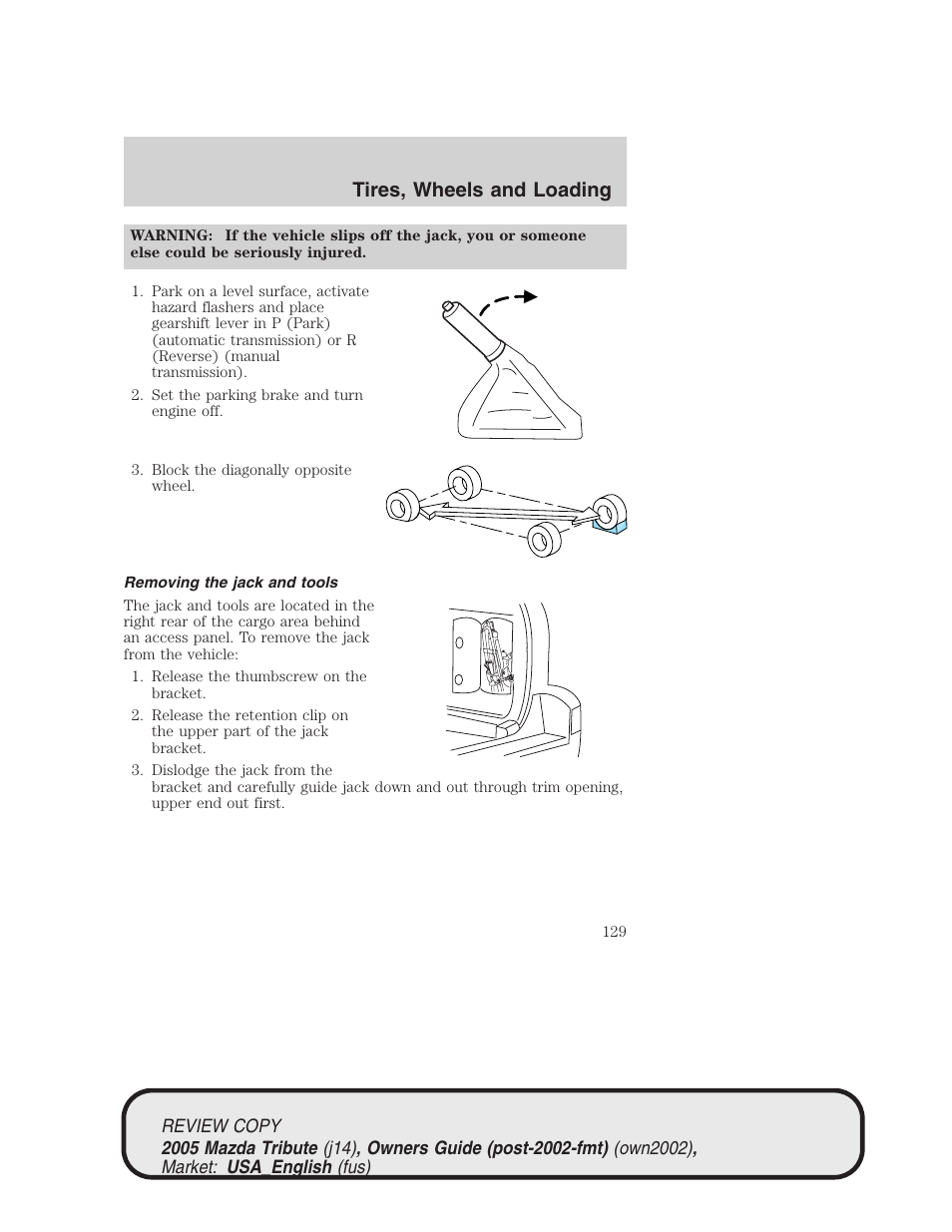 Tires, wheels and loading | Mazda 2005 Tribute User Manual | Page 129 / 272