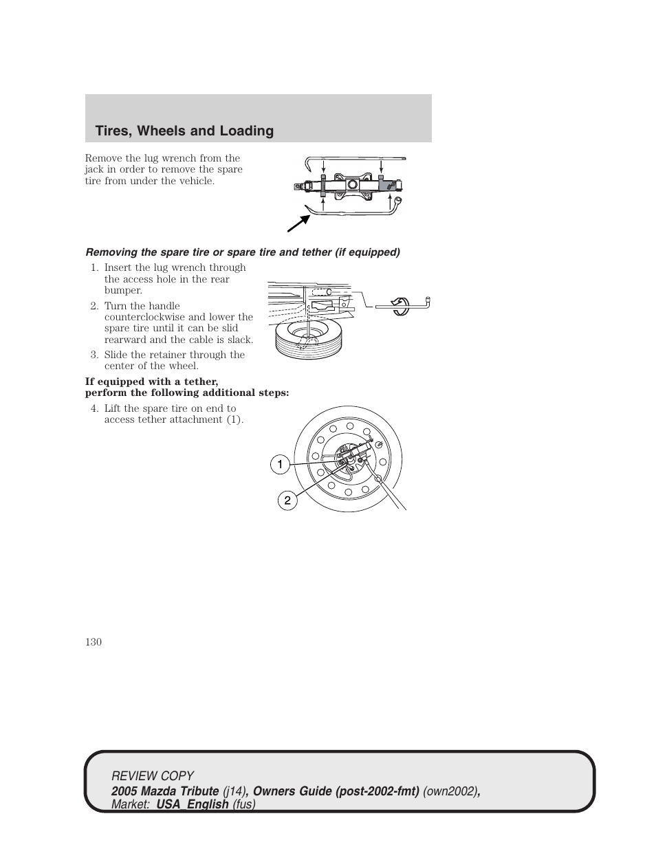 Tires, wheels and loading | Mazda 2005 Tribute User Manual | Page 130 / 272