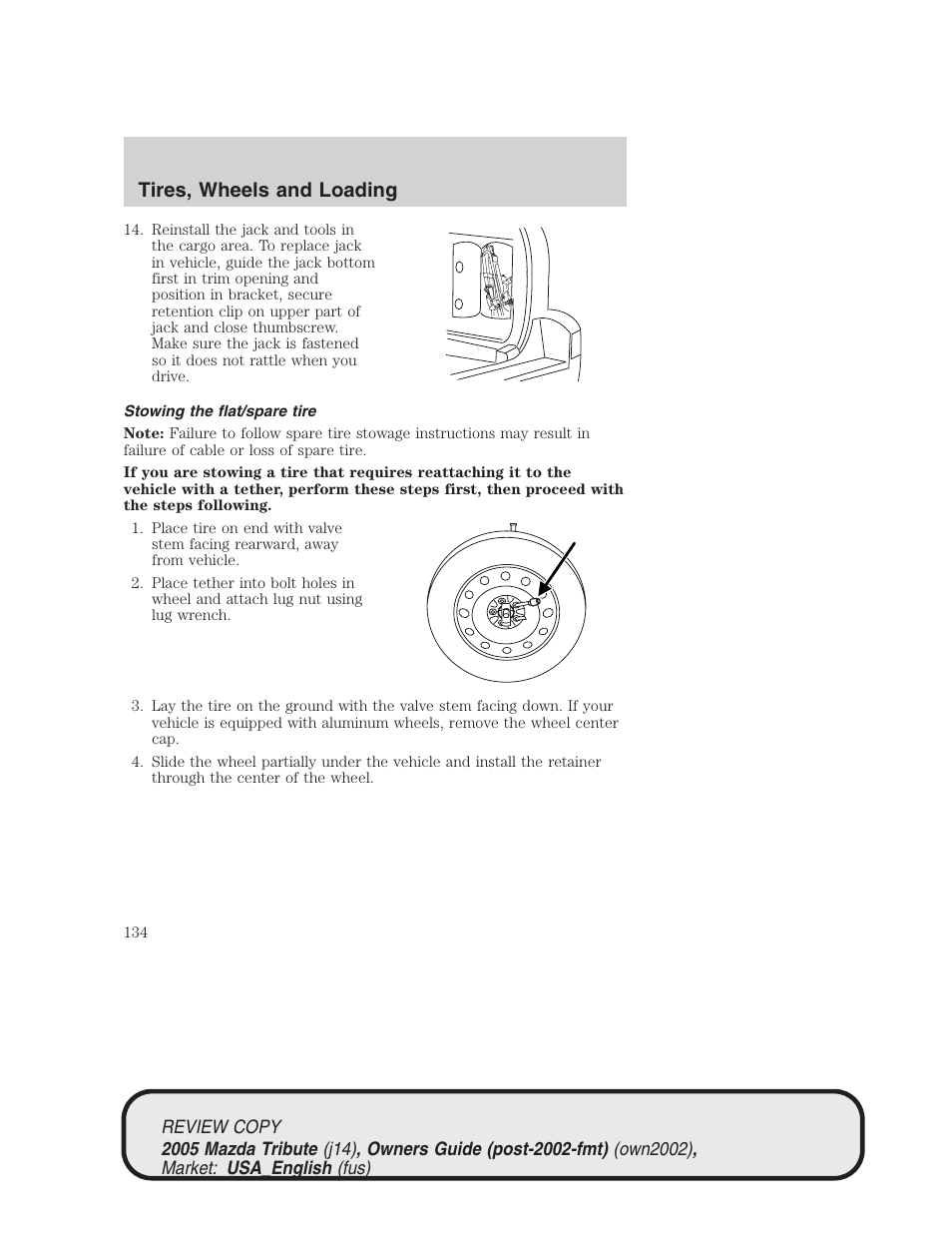 Tires, wheels and loading | Mazda 2005 Tribute User Manual | Page 134 / 272