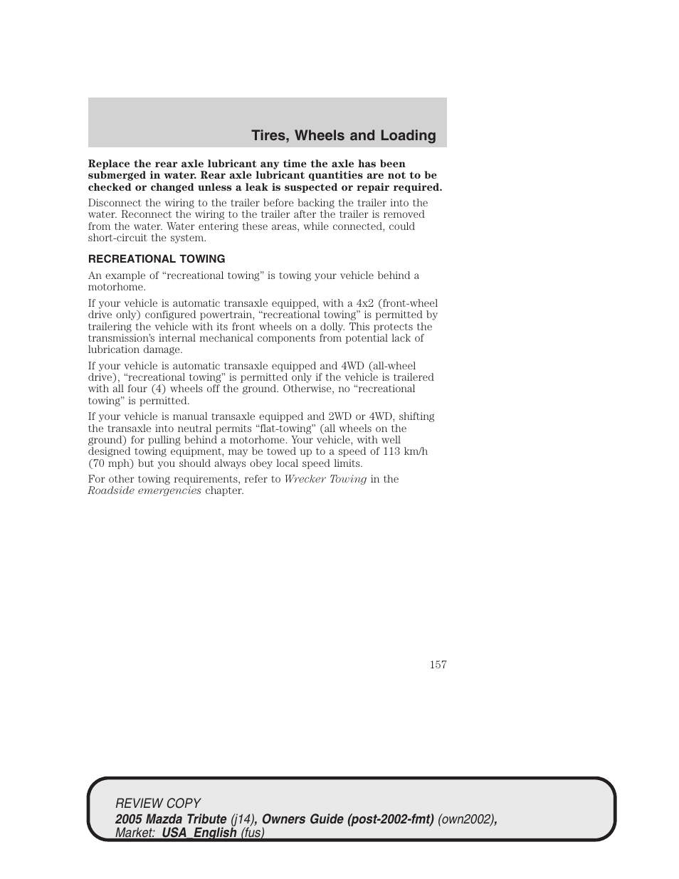 Tires, wheels and loading | Mazda 2005 Tribute User Manual | Page 157 / 272