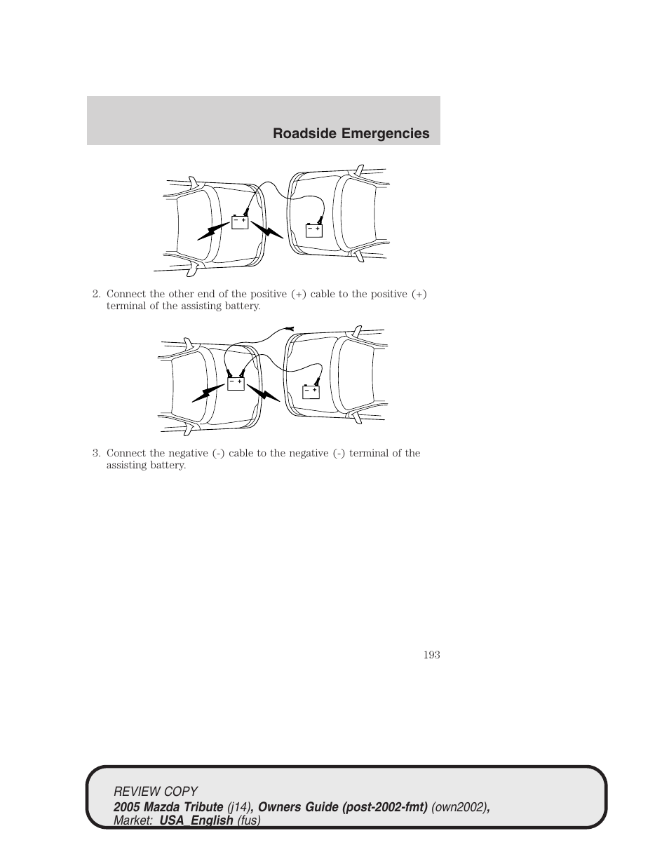 Roadside emergencies | Mazda 2005 Tribute User Manual | Page 193 / 272