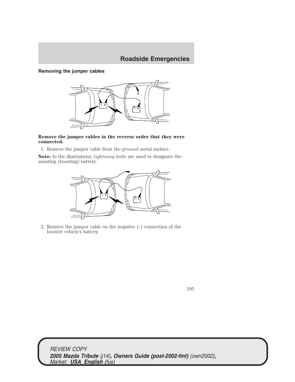 Roadside emergencies | Mazda 2005 Tribute User Manual | Page 195 / 272