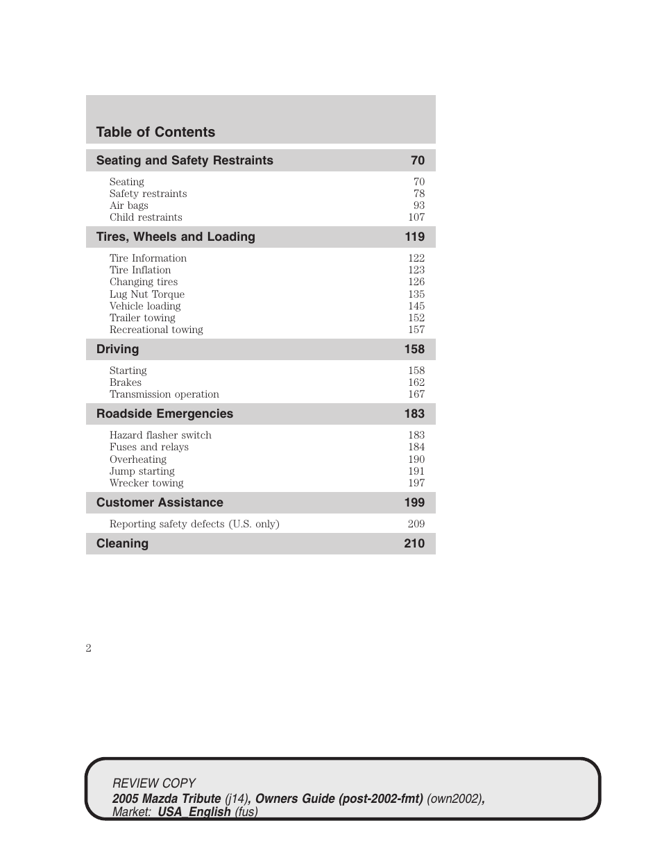 Mazda 2005 Tribute User Manual | Page 2 / 272