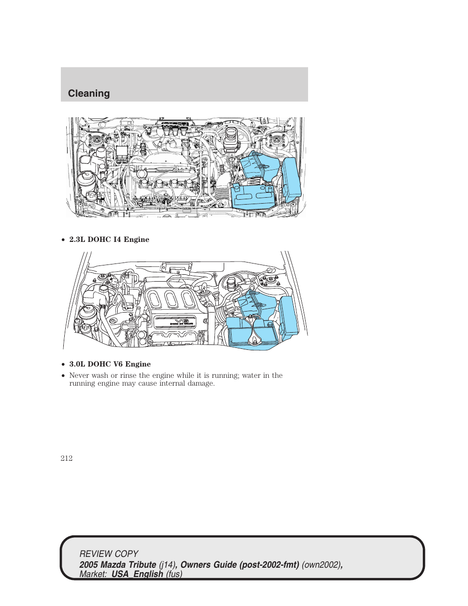 Cleaning | Mazda 2005 Tribute User Manual | Page 212 / 272