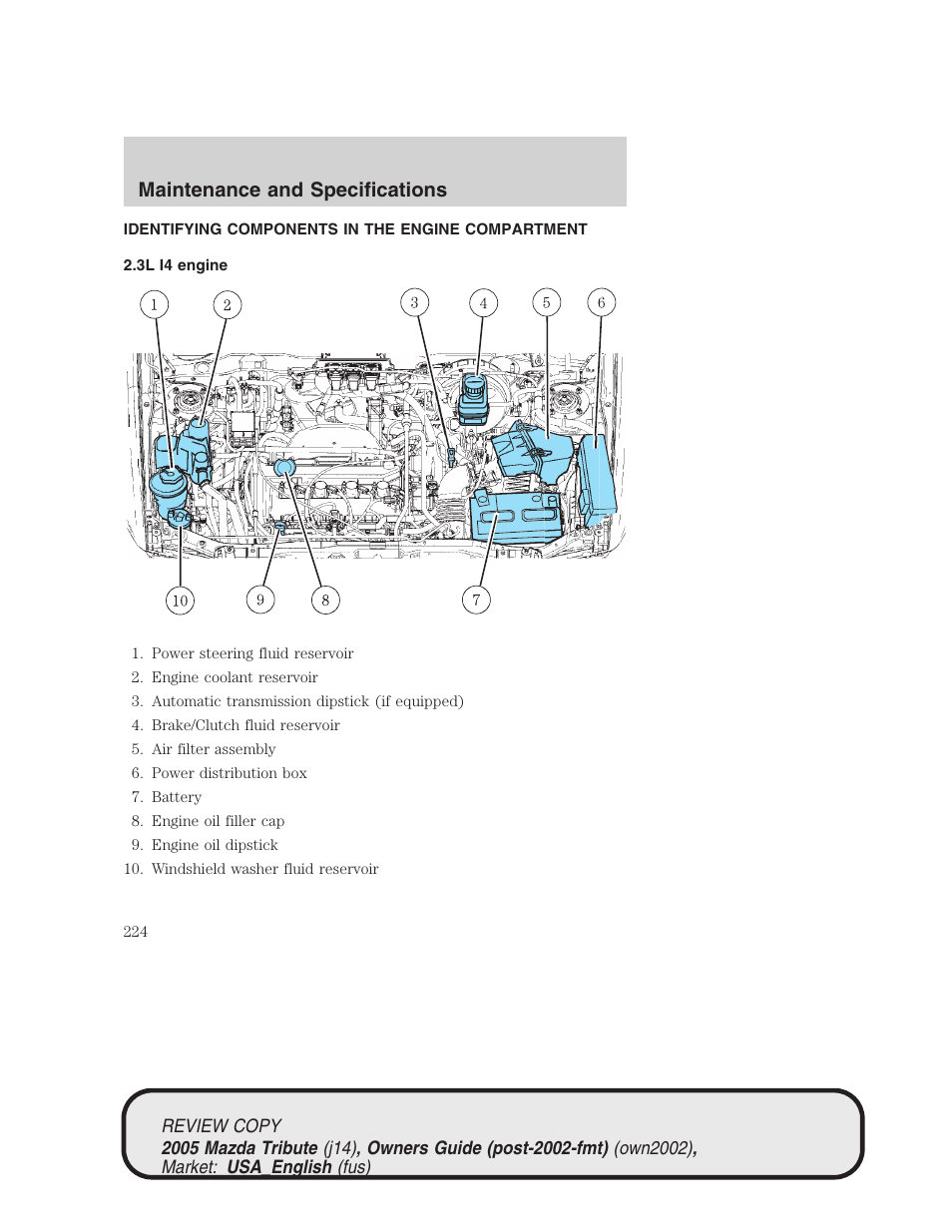 Maintenance and specifications | Mazda 2005 Tribute User Manual | Page 224 / 272