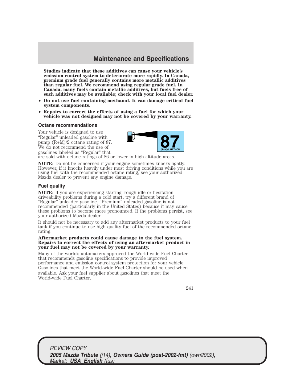 Mazda 2005 Tribute User Manual | Page 241 / 272