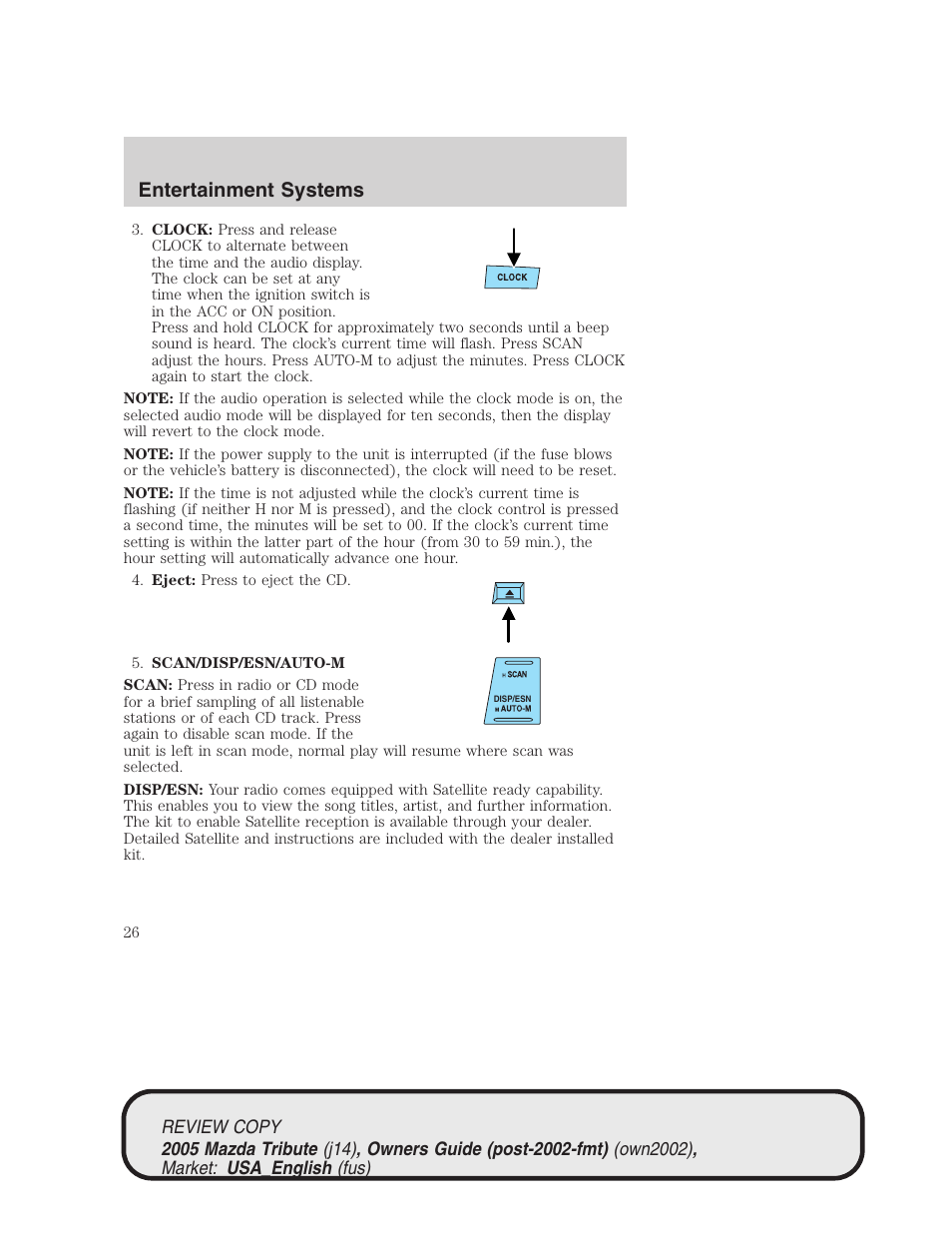 Entertainment systems | Mazda 2005 Tribute User Manual | Page 26 / 272