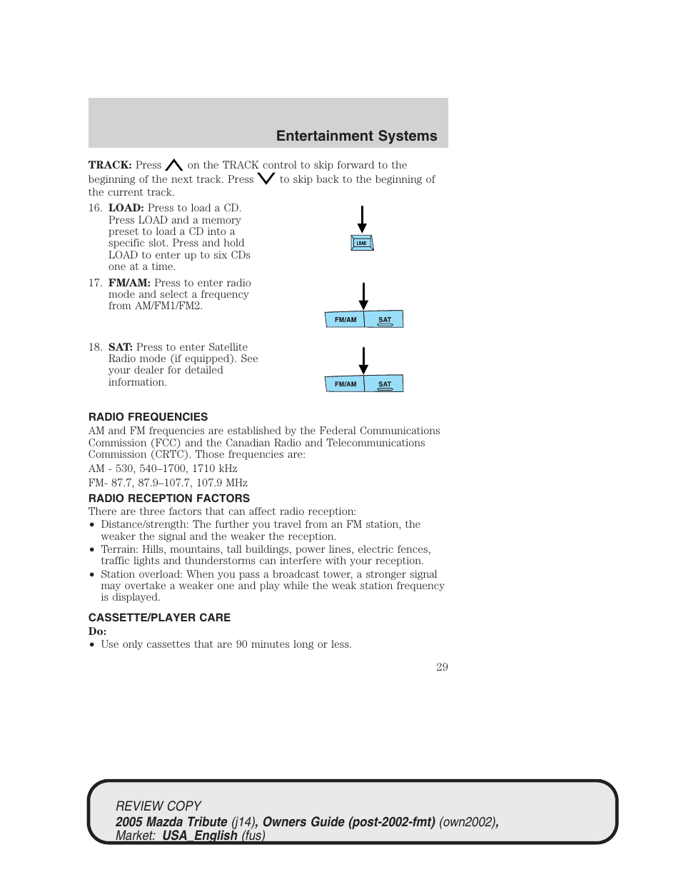 Entertainment systems | Mazda 2005 Tribute User Manual | Page 29 / 272