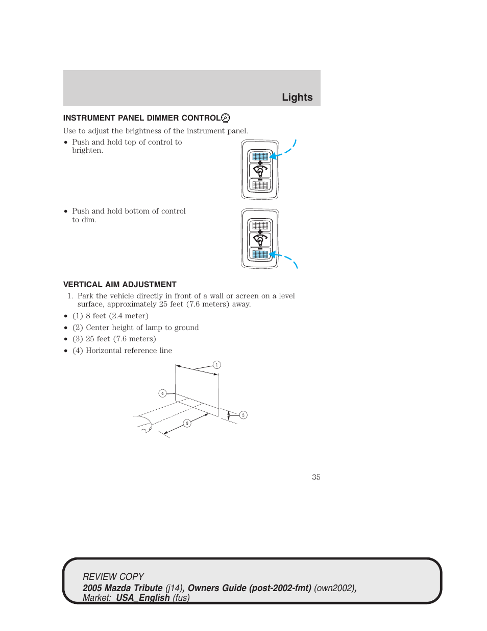 Lights | Mazda 2005 Tribute User Manual | Page 35 / 272