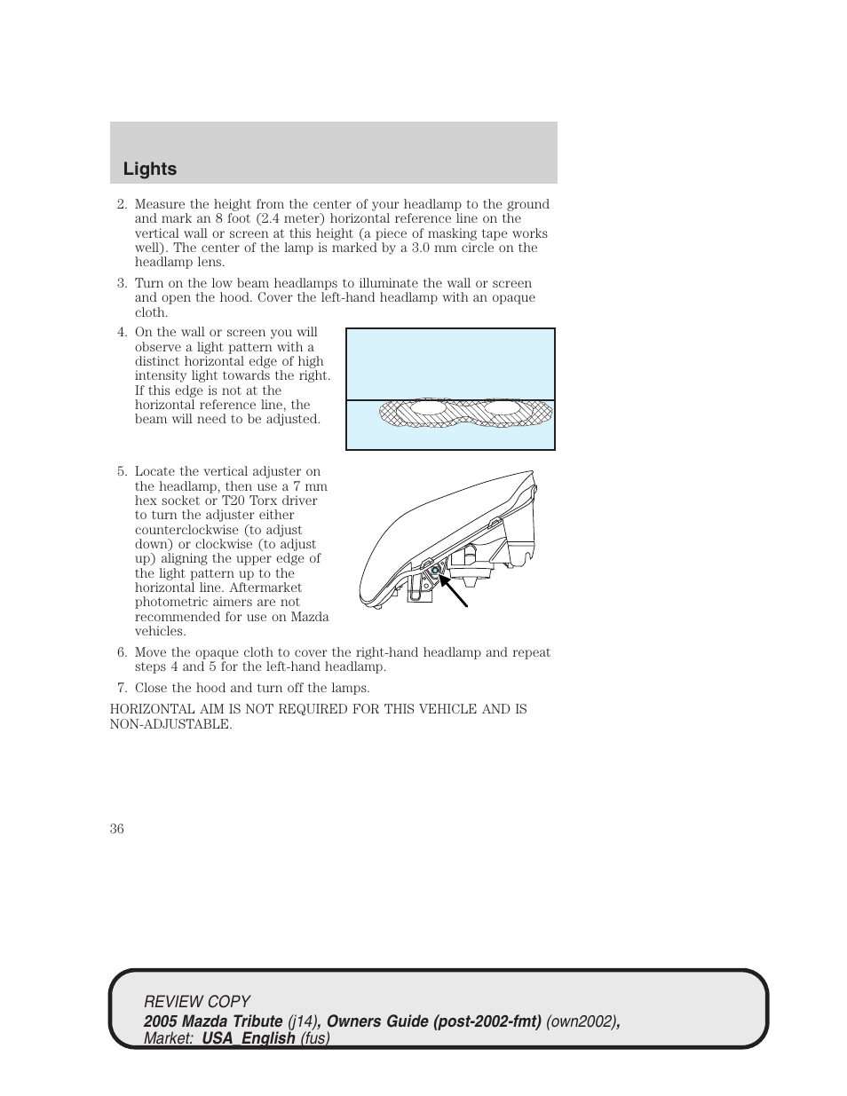 Lights | Mazda 2005 Tribute User Manual | Page 36 / 272