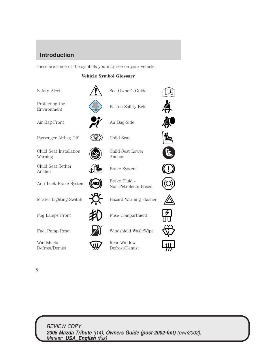 Introduction | Mazda 2005 Tribute User Manual | Page 8 / 272