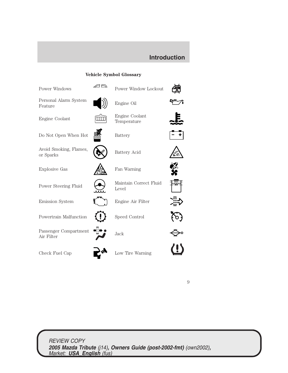 Introduction | Mazda 2005 Tribute User Manual | Page 9 / 272