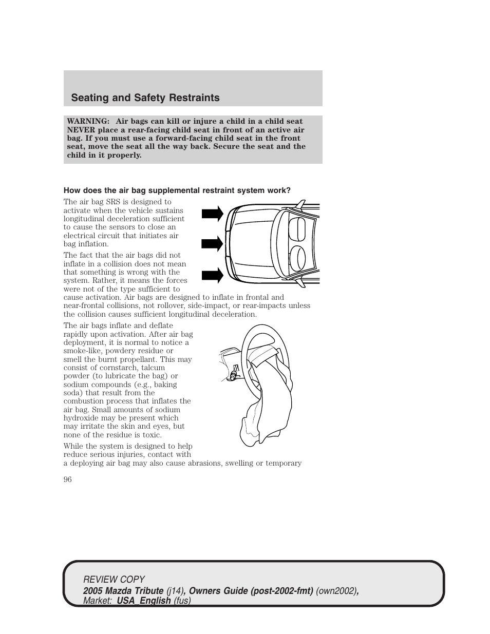 Seating and safety restraints | Mazda 2005 Tribute User Manual | Page 96 / 272