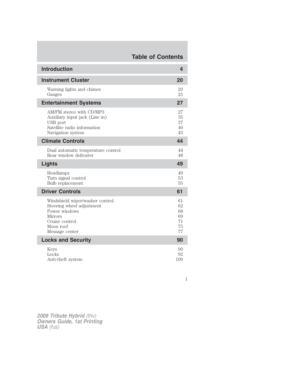 Mazda 2009 Tribute HEV User Manual | 325 pages