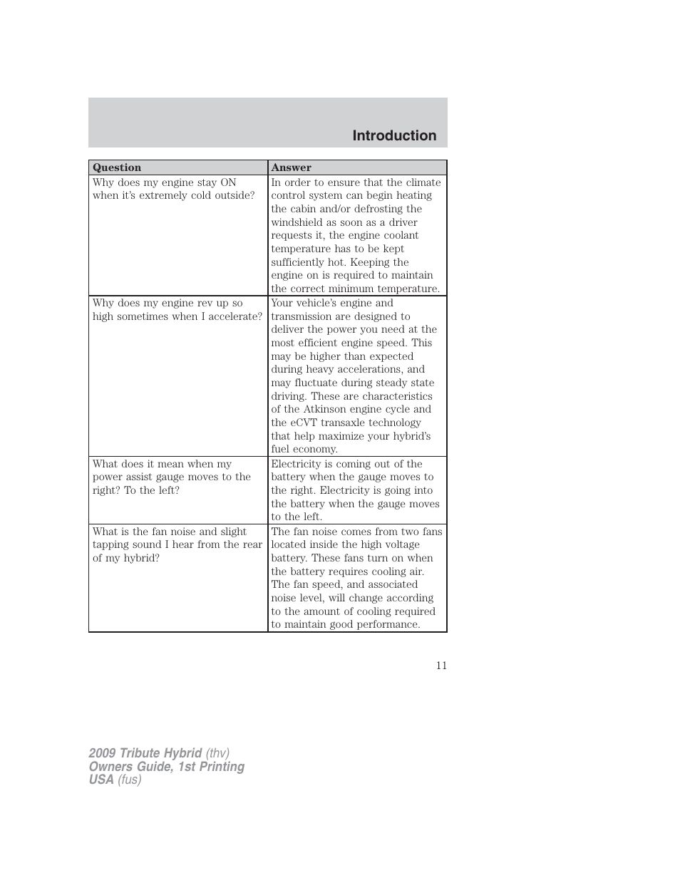 Introduction | Mazda 2009 Tribute HEV User Manual | Page 11 / 325