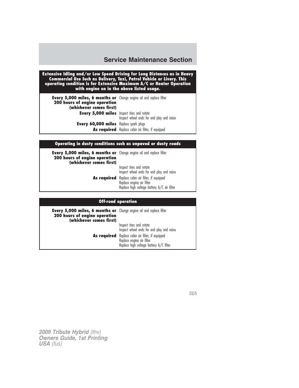 Mazda 2009 Tribute HEV User Manual | Page 315 / 325