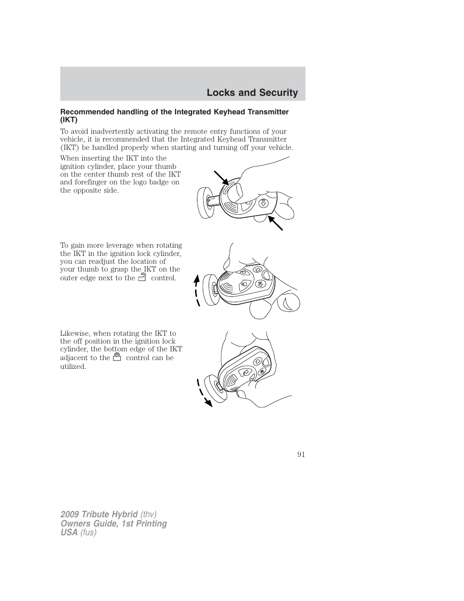 Locks and security | Mazda 2009 Tribute HEV User Manual | Page 91 / 325