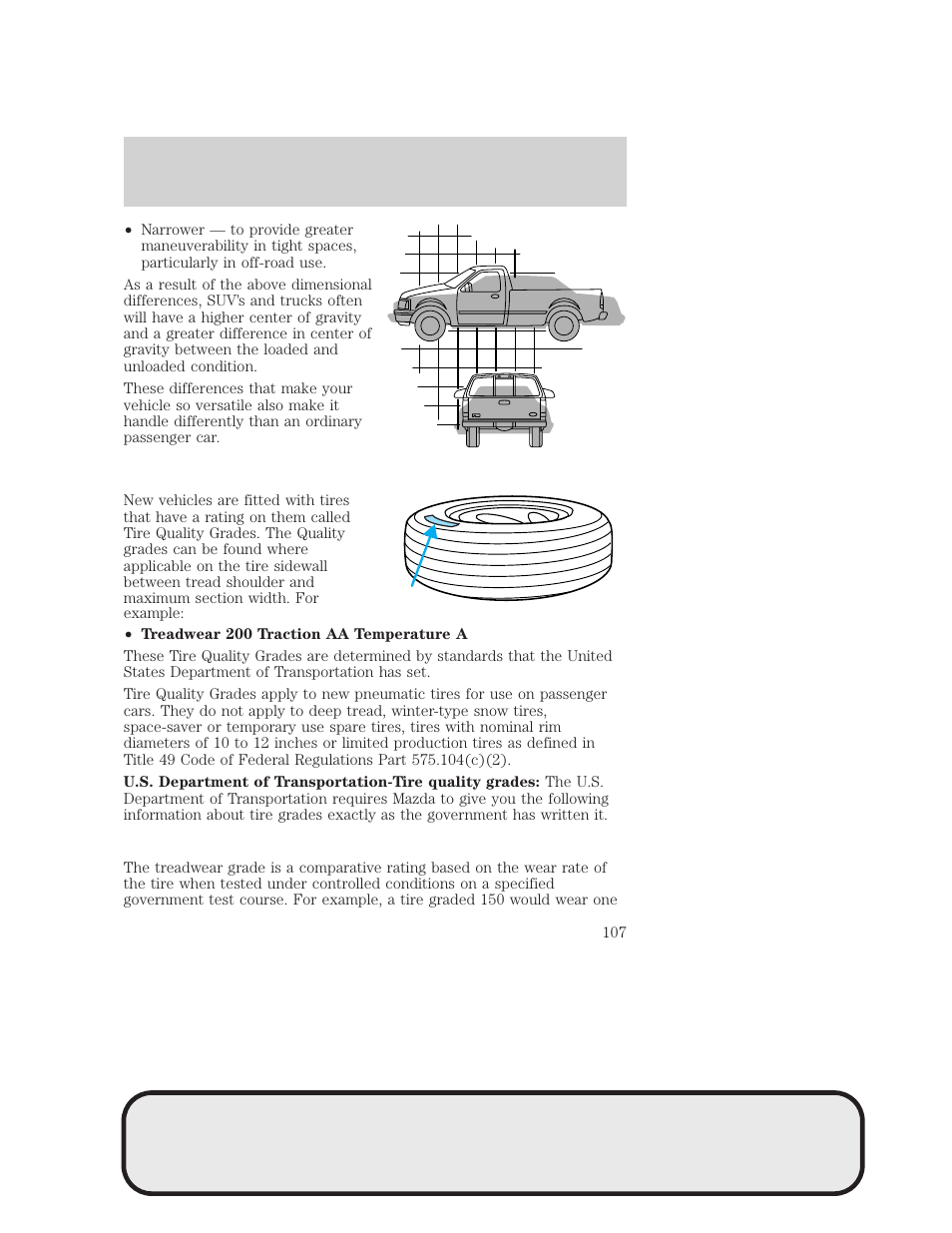 Tires, wheels and loading | Mazda 4WD User Manual | Page 107 / 268