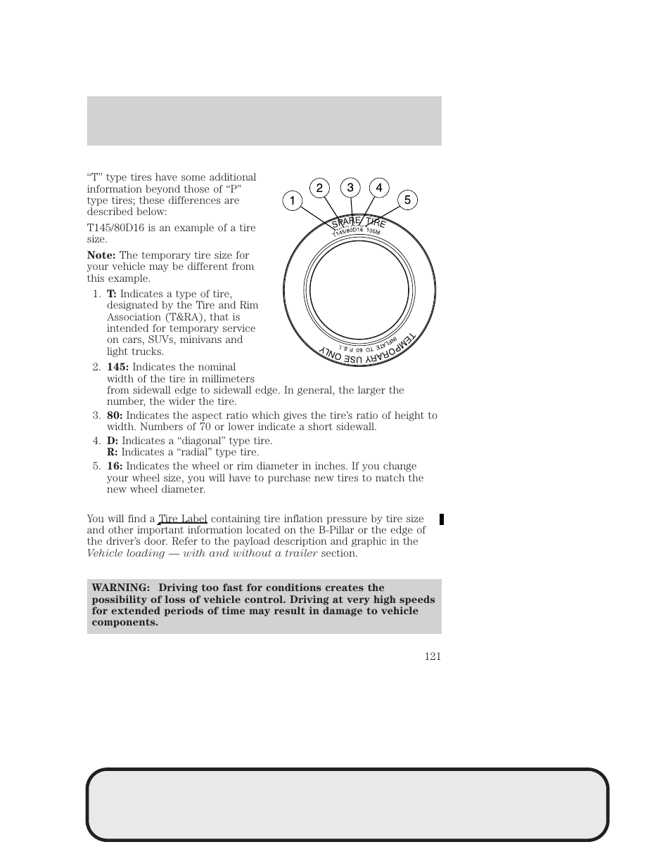 Tires, wheels and loading | Mazda 4WD User Manual | Page 121 / 268