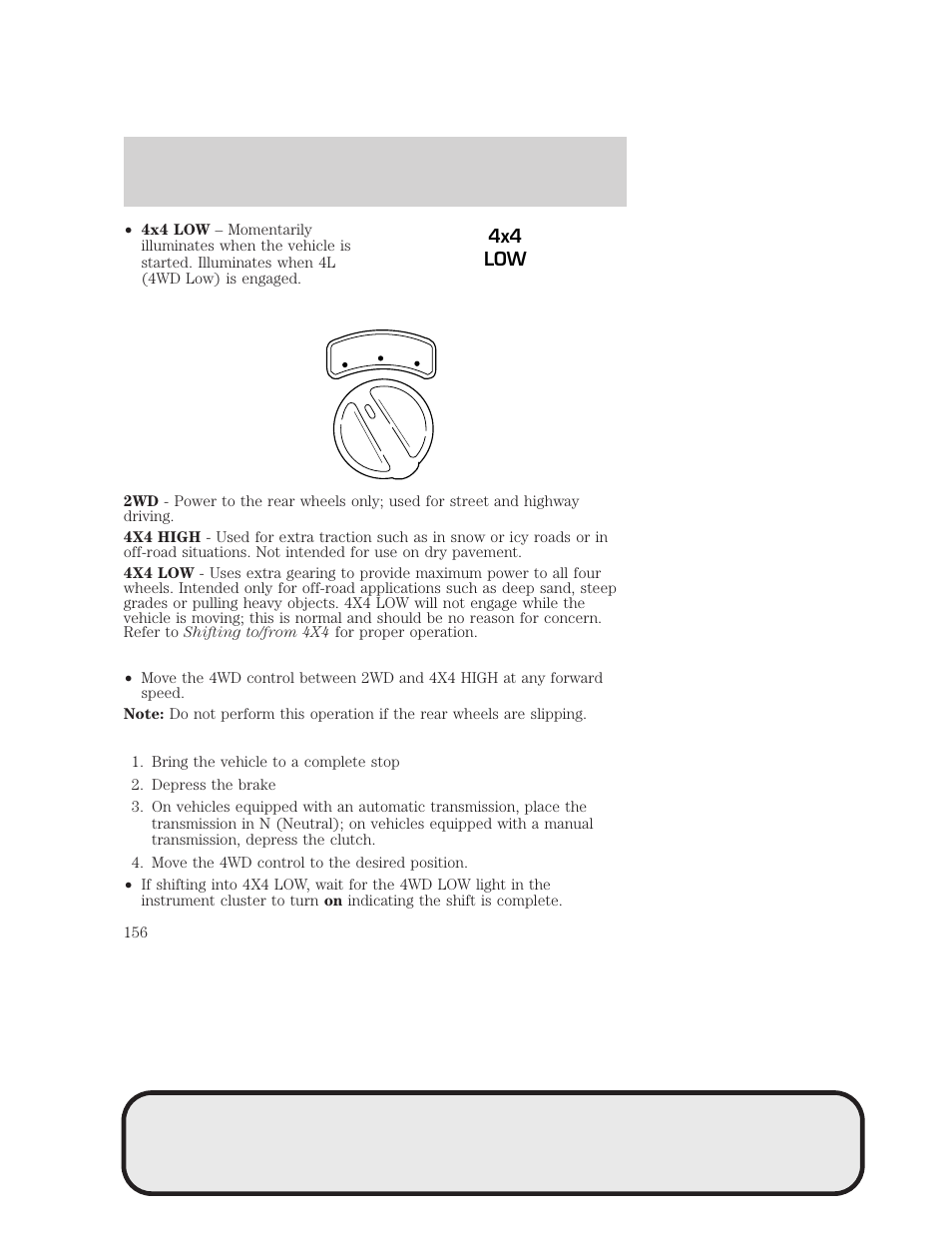 Driving, 4x4 low | Mazda 4WD User Manual | Page 156 / 268